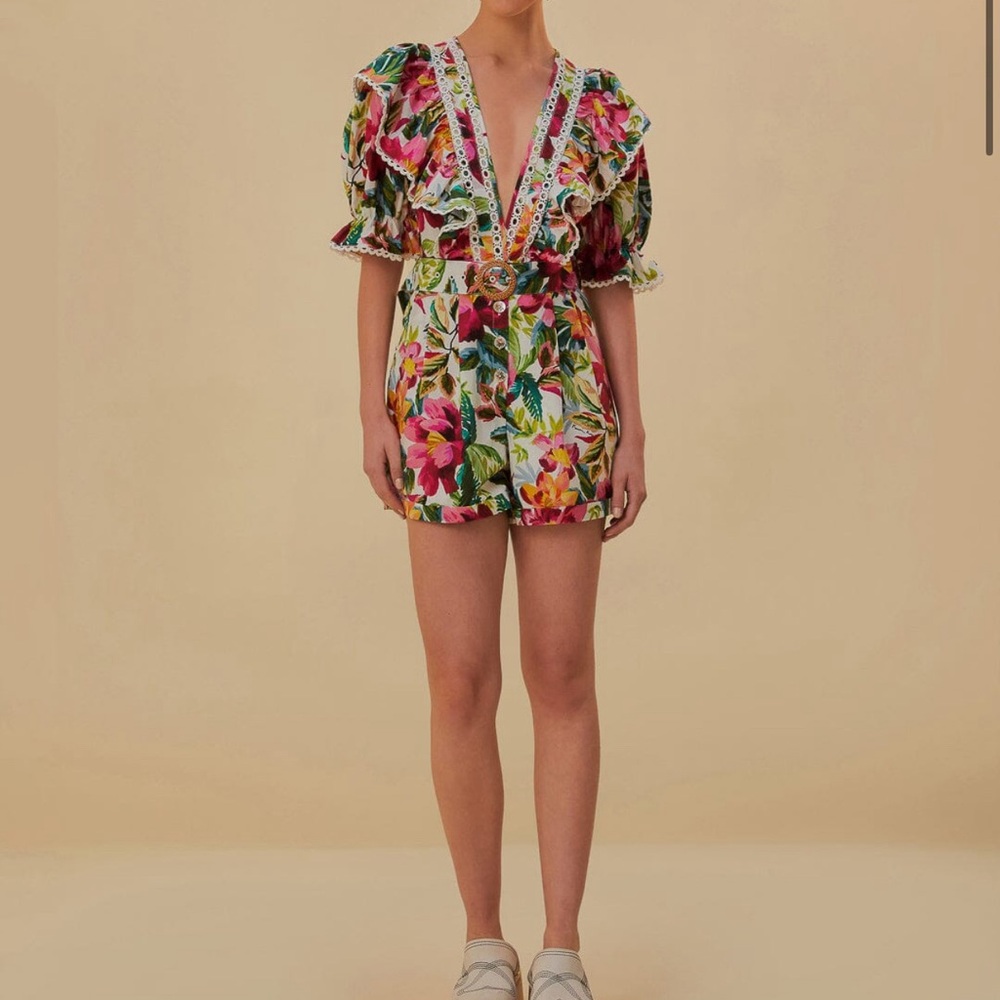 Farm Rio floral romper with belt